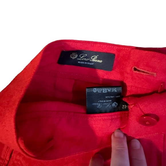 Loro Piana Red Flax Wide Leg Capris Size 42 - Picture 3 of 5
